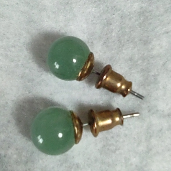 Aventurine Ball Stud Earrings - Picture 1 of 3
